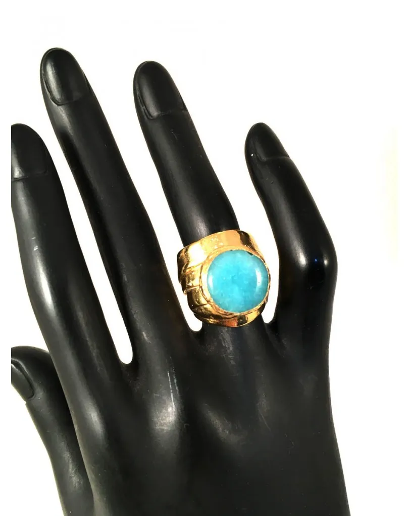 ANILLOS PIEDRAS AZUL MAR CLARO, MONTURA ANCHA