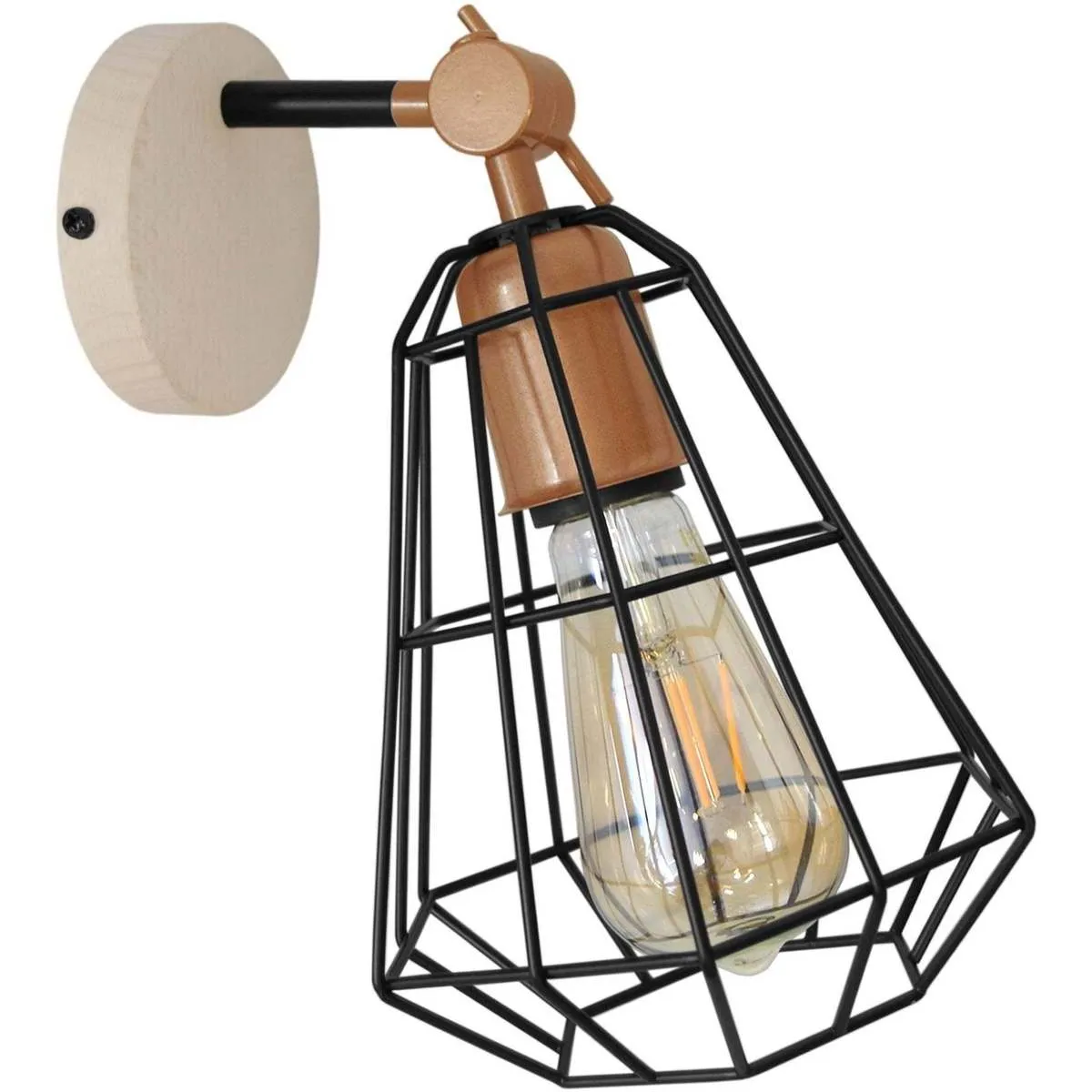 Aplique redondo metal natural, negro y cobre