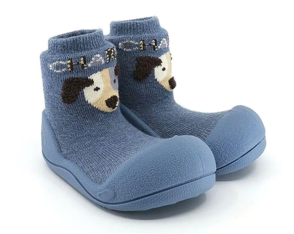 Attipas Charlie blue perrito azul calzado respetuoso de Attipas ideal para guarderias gateo y primeros pasos algodon con certifi