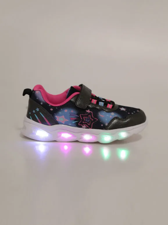 Bacio & Bacio Zapatillas de niña con cierre de velcro y luces.