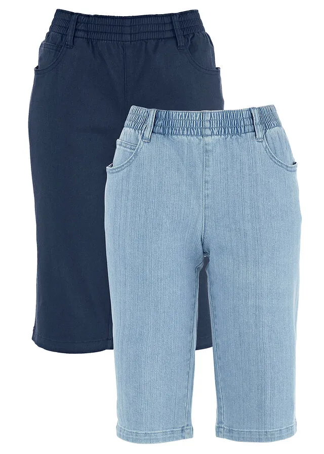 Bermudas elásticas (2 unidades) azul marino+denim claro