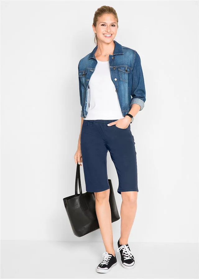 Bermudas elásticas (2 unidades) azul marino+denim claro