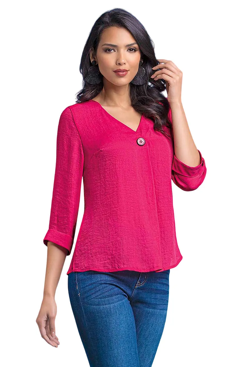 Blusa Lisa Manga Tres Cuartos para Mujer Cherry 23406