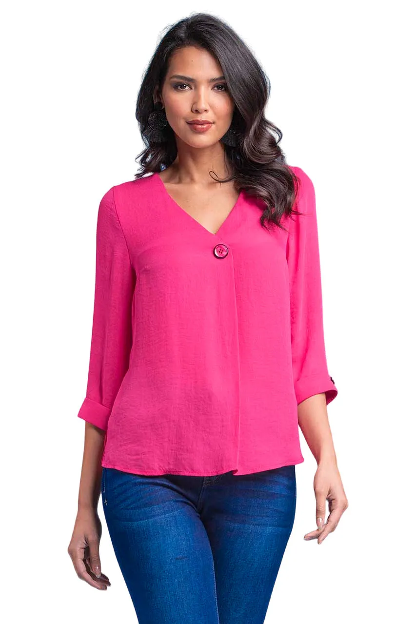 Blusa Lisa Manga Tres Cuartos para Mujer Cherry 23406