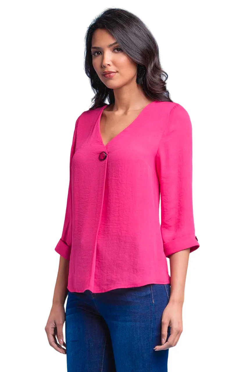 Blusa Lisa Manga Tres Cuartos para Mujer Cherry 23406