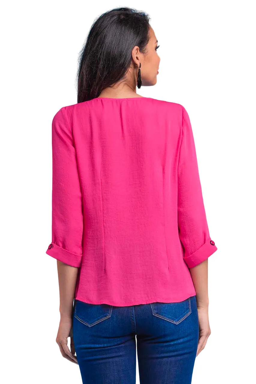 Blusa Lisa Manga Tres Cuartos para Mujer Cherry 23406