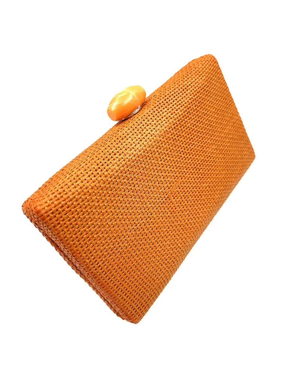 BOLSOS DE FIESTA NARANJAS TEXTURA RAFIA PARA BODAS DE VERANO