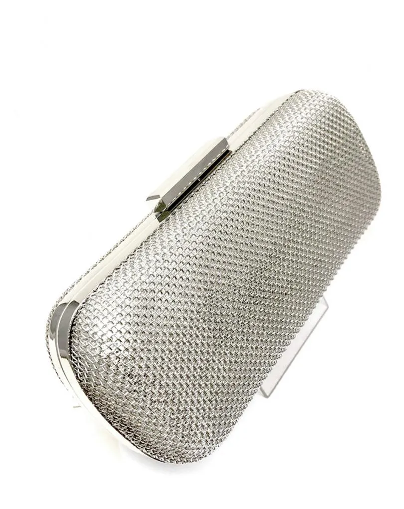 BOLSOS DE FIESTA PLATEADOS CLUTCH MALLA METALICA PARA BODAS