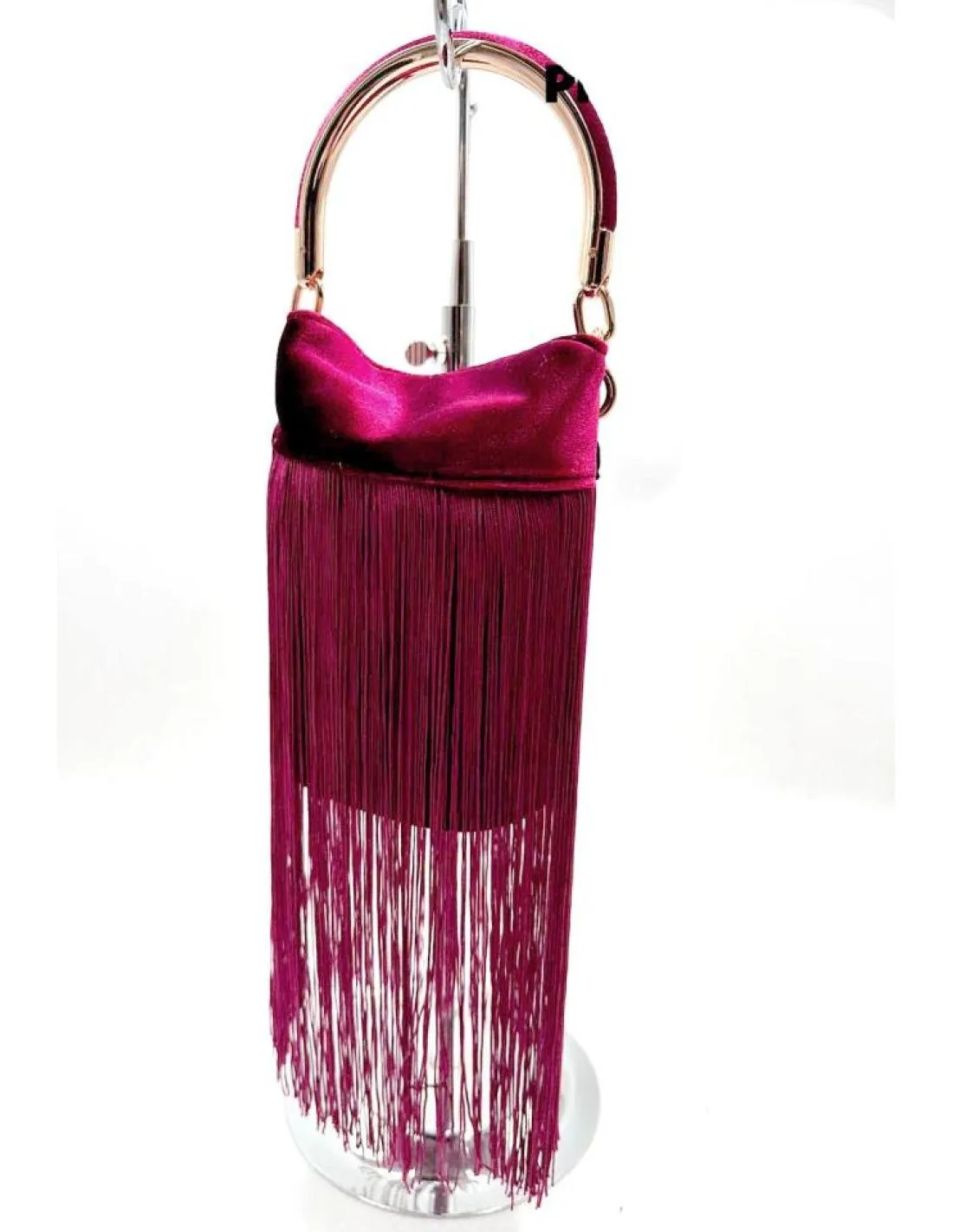 BOLSOS DE FLECOS GRANATES PARA BODA Y FIESTA CON ASA DE MANO