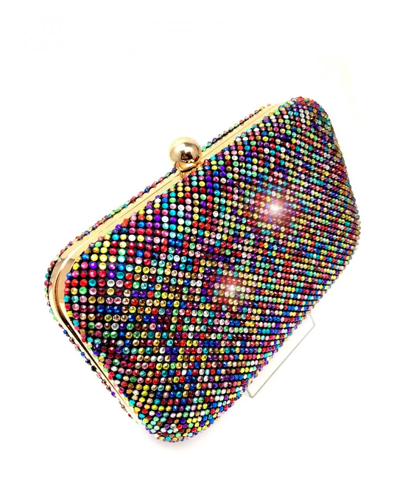 BONITOS BOLSOS DE FIESTA CON PEDRERIA MULTICOLOR PARA BODAS