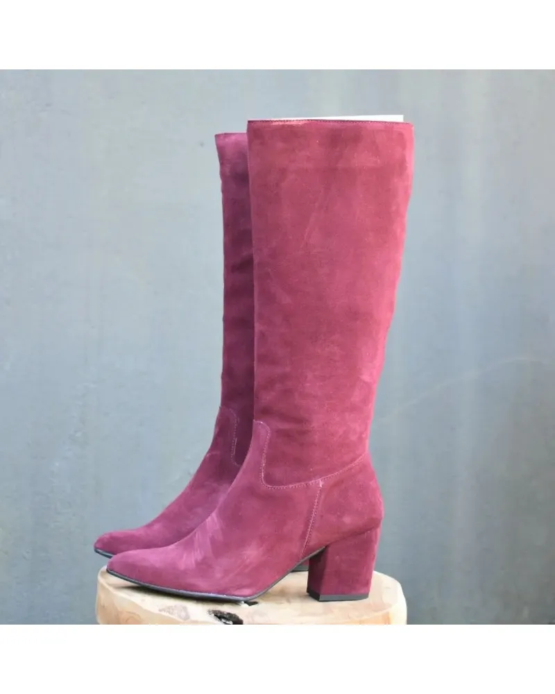 Bota de piel  burdeos de caña alta de piel CALMODA 7168