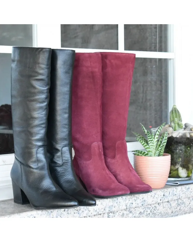 Bota de piel  burdeos de caña alta de piel CALMODA 7168