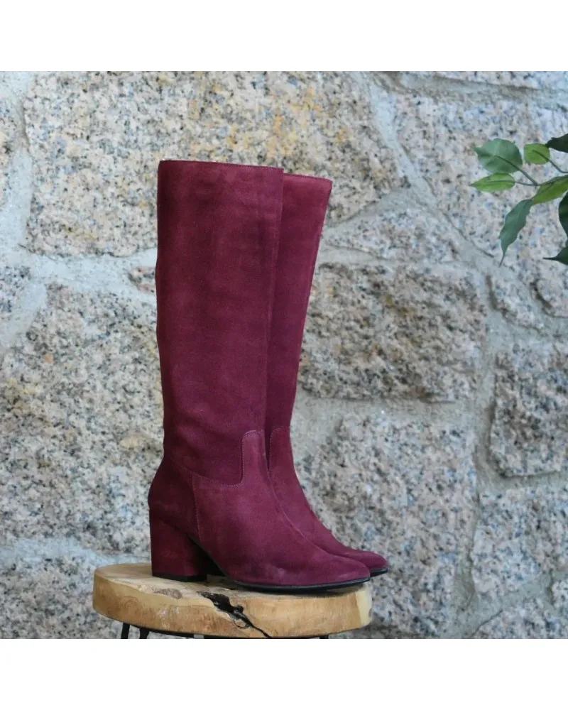 Bota de piel  burdeos de caña alta de piel CALMODA 7168