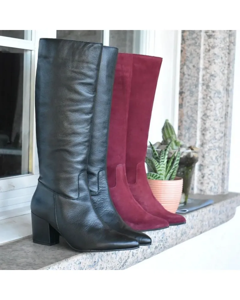 Bota de piel  burdeos de caña alta de piel CALMODA 7168
