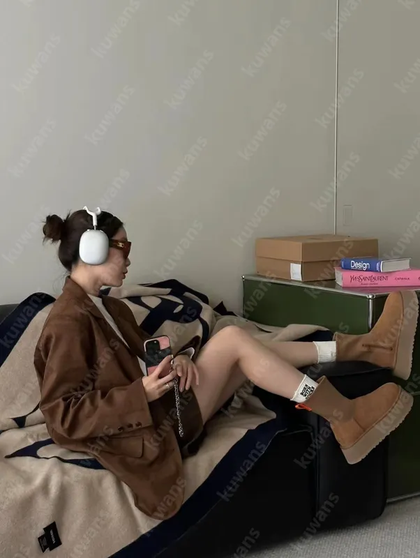 Botas de nieve clásicas Dipper para mujer, nuevas botas elásticas delgadas de invierno con cremalleras laterales modernas y vers