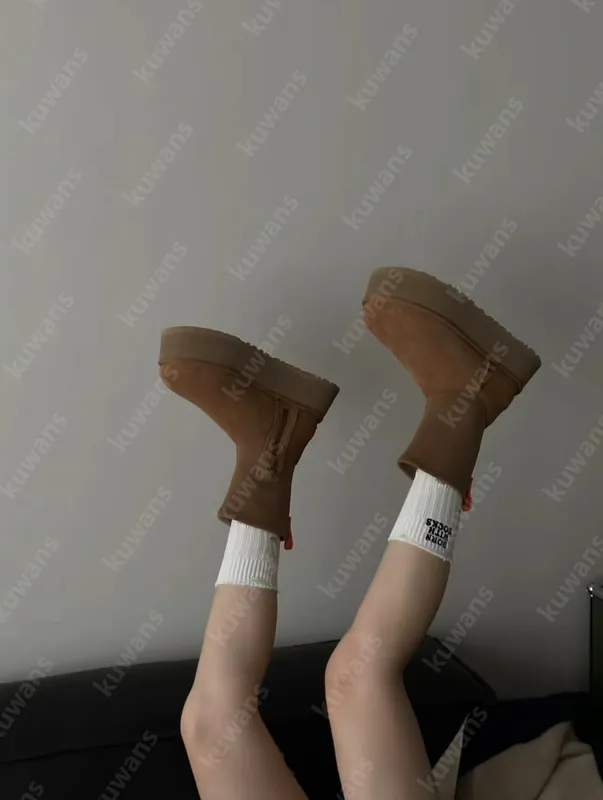 Botas de nieve clásicas Dipper para mujer, nuevas botas elásticas delgadas de invierno con cremalleras laterales modernas y vers