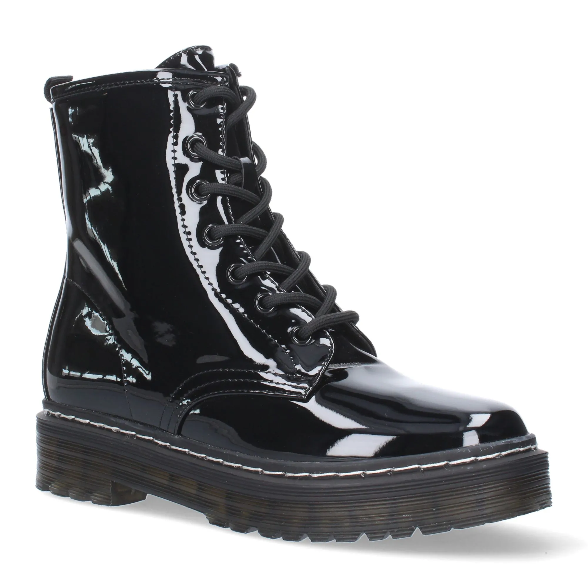 BOTAS MILITARES NEGRAS EFECTO CHAROL CóMODAS PARA MUJER ZS99