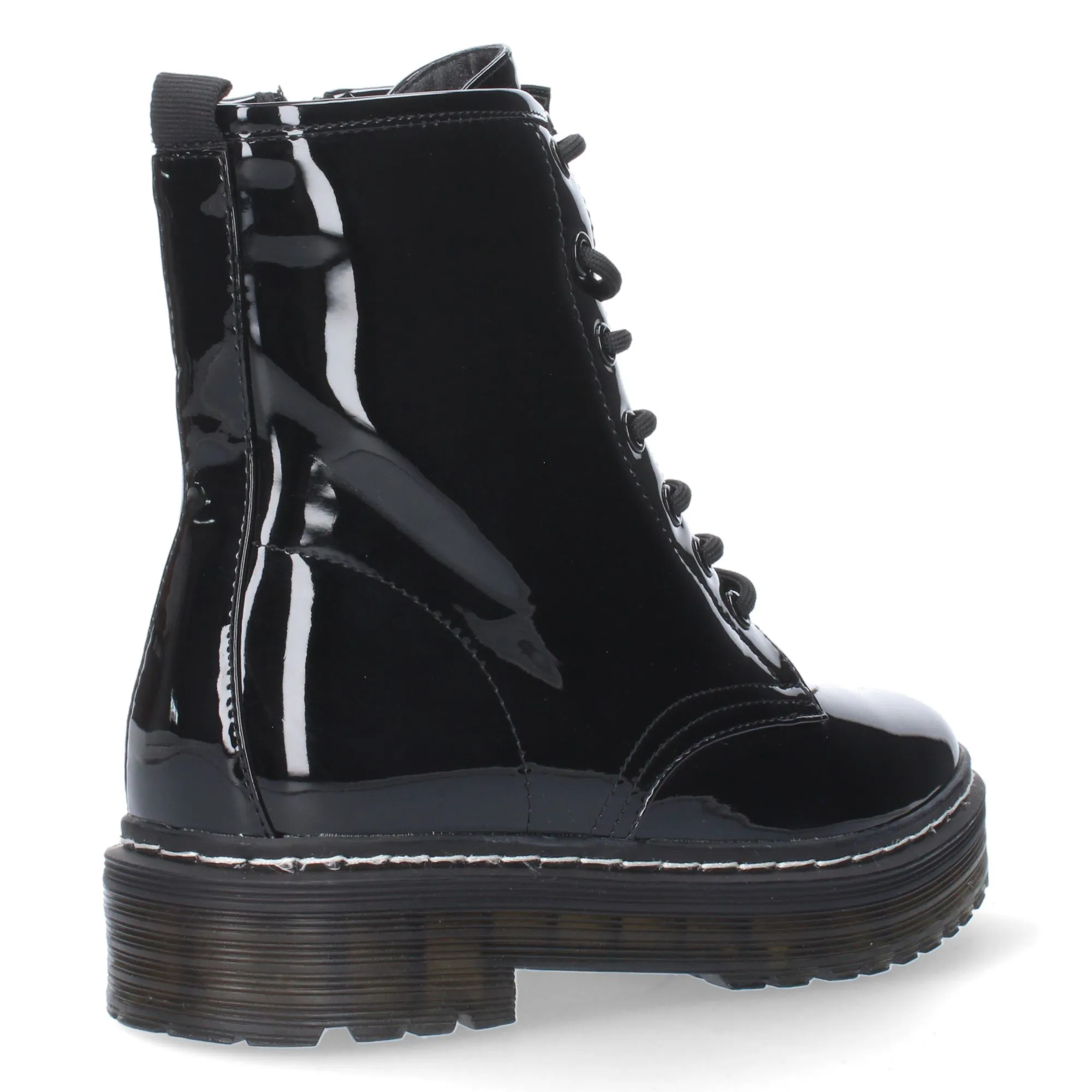 BOTAS MILITARES NEGRAS EFECTO CHAROL CóMODAS PARA MUJER ZS99