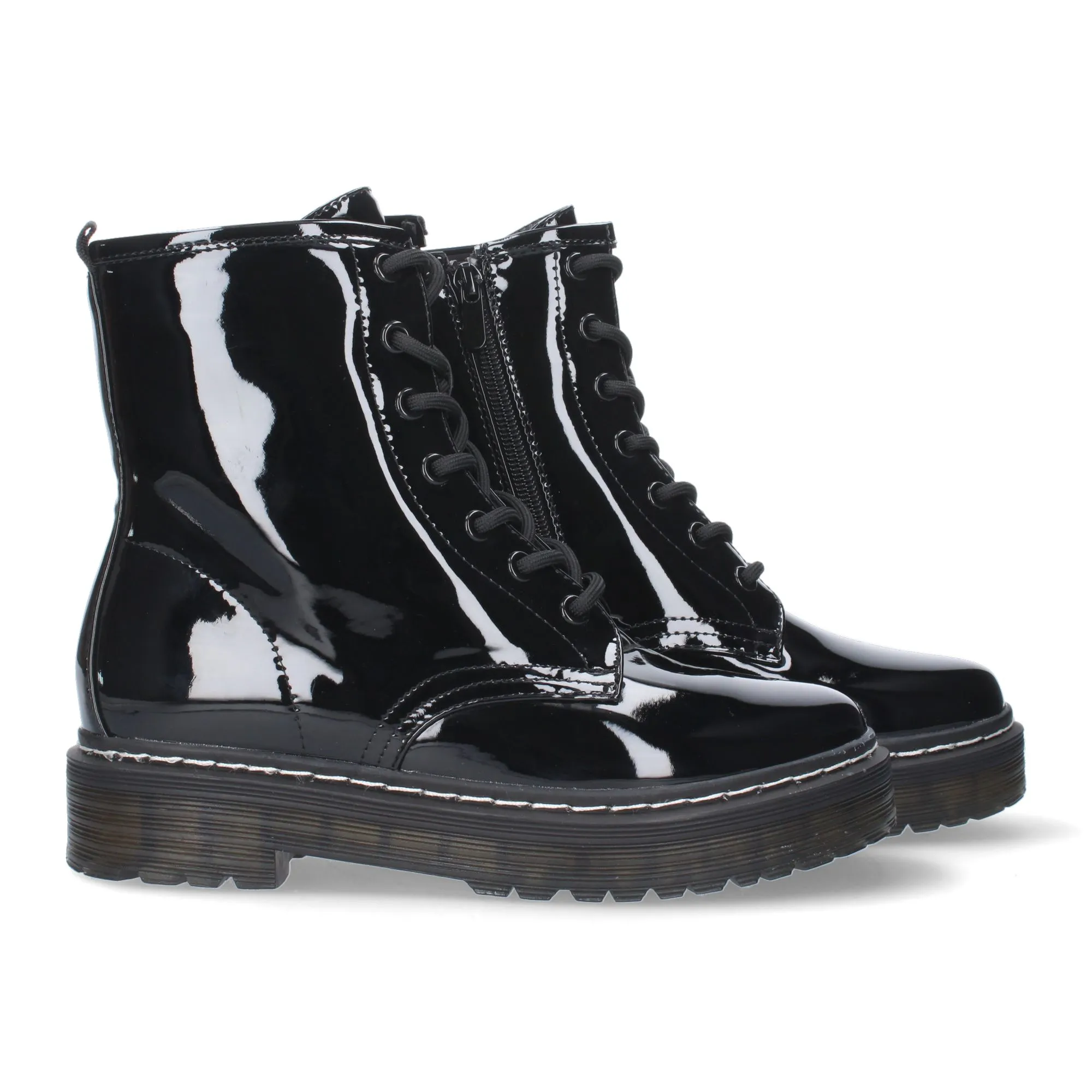 BOTAS MILITARES NEGRAS EFECTO CHAROL CóMODAS PARA MUJER ZS99