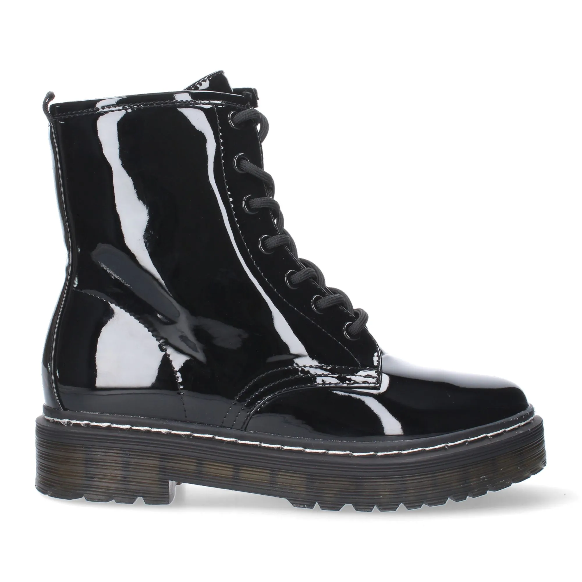 BOTAS MILITARES NEGRAS EFECTO CHAROL CóMODAS PARA MUJER ZS99