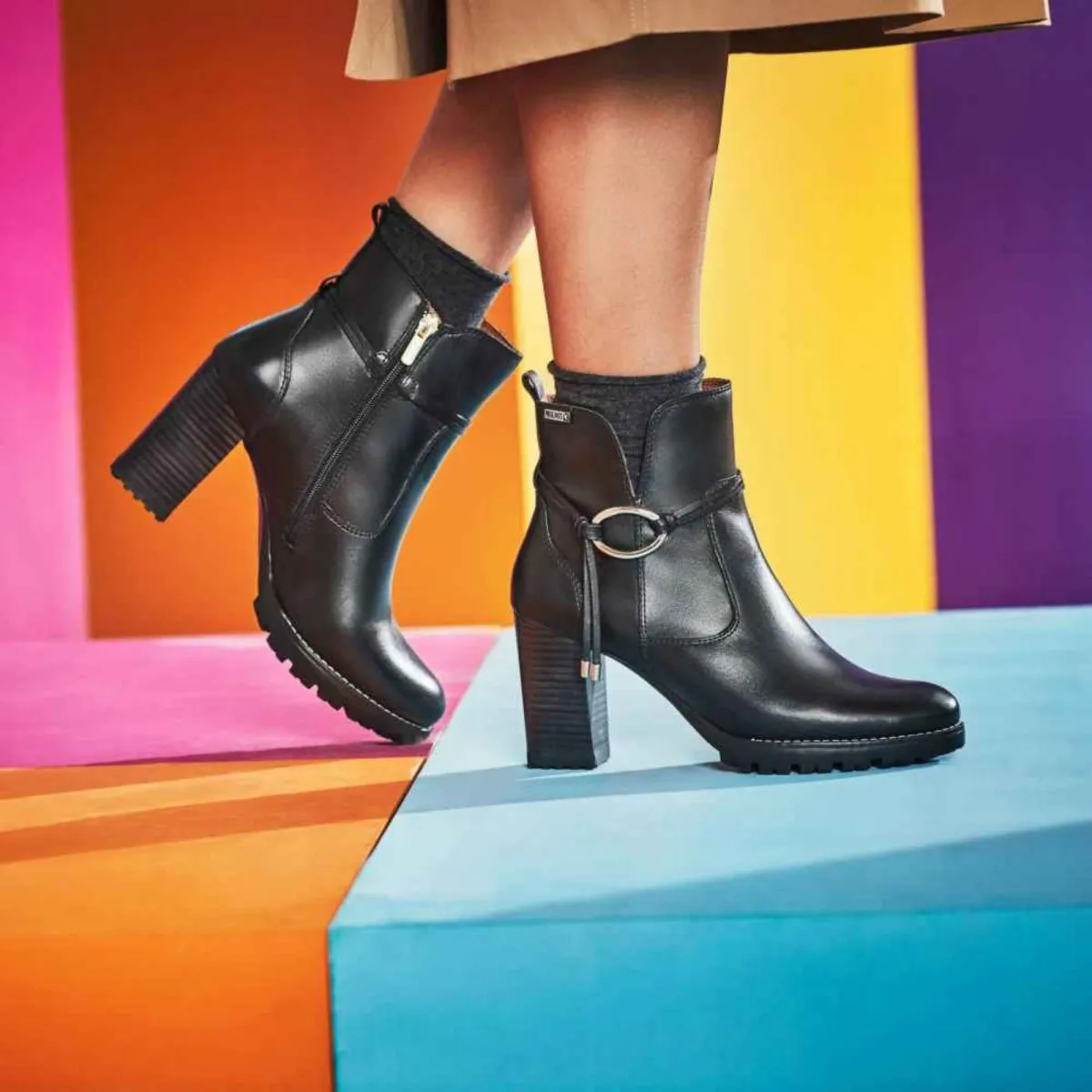 Botin Pikolinos en rebajas tacón Connelly negro mujer w7m8542