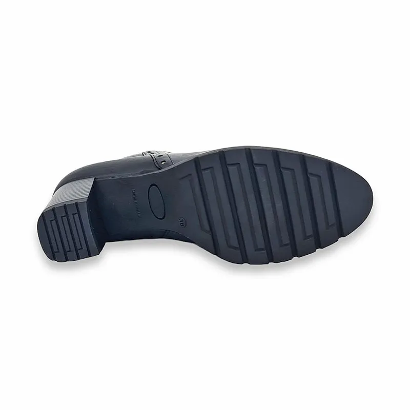Botines Cómodos Tacón Recto Mujer Piel Cremallera LEURY16 Negro, de Desiree