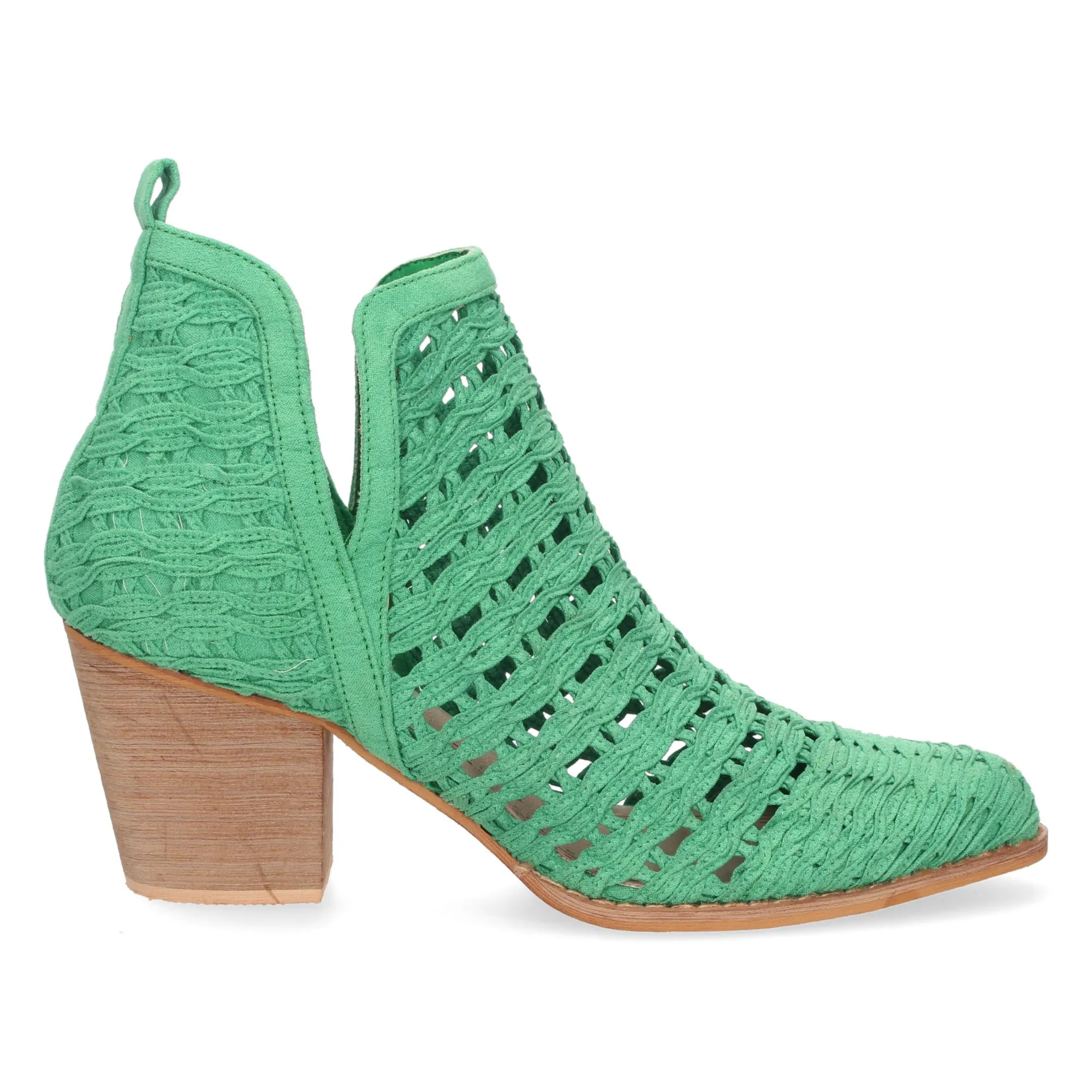 BOTINES ESTILO CALADO DE TACóN MUJER COLOR VERDE YZ2171
