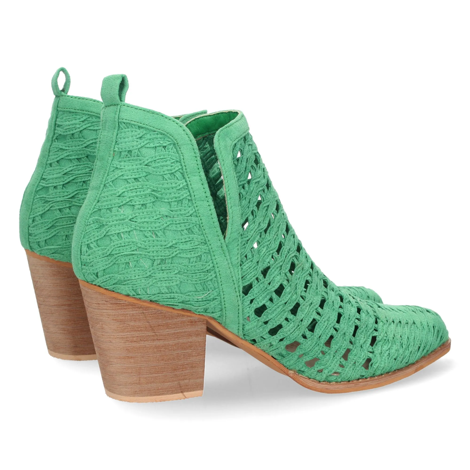 BOTINES ESTILO CALADO DE TACóN MUJER COLOR VERDE YZ2171