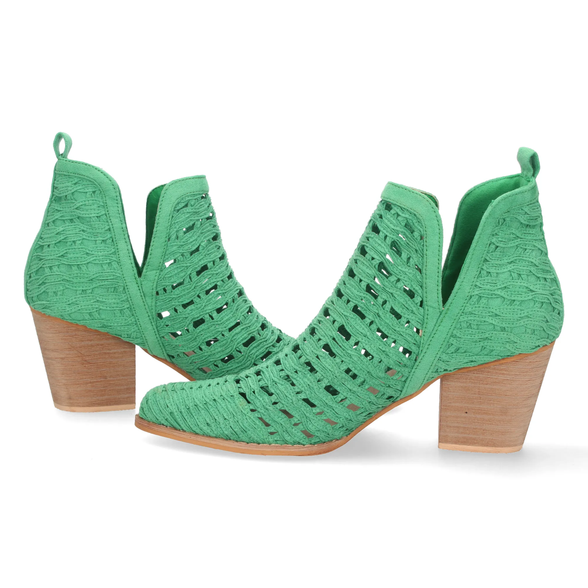 BOTINES ESTILO CALADO DE TACóN MUJER COLOR VERDE YZ2171