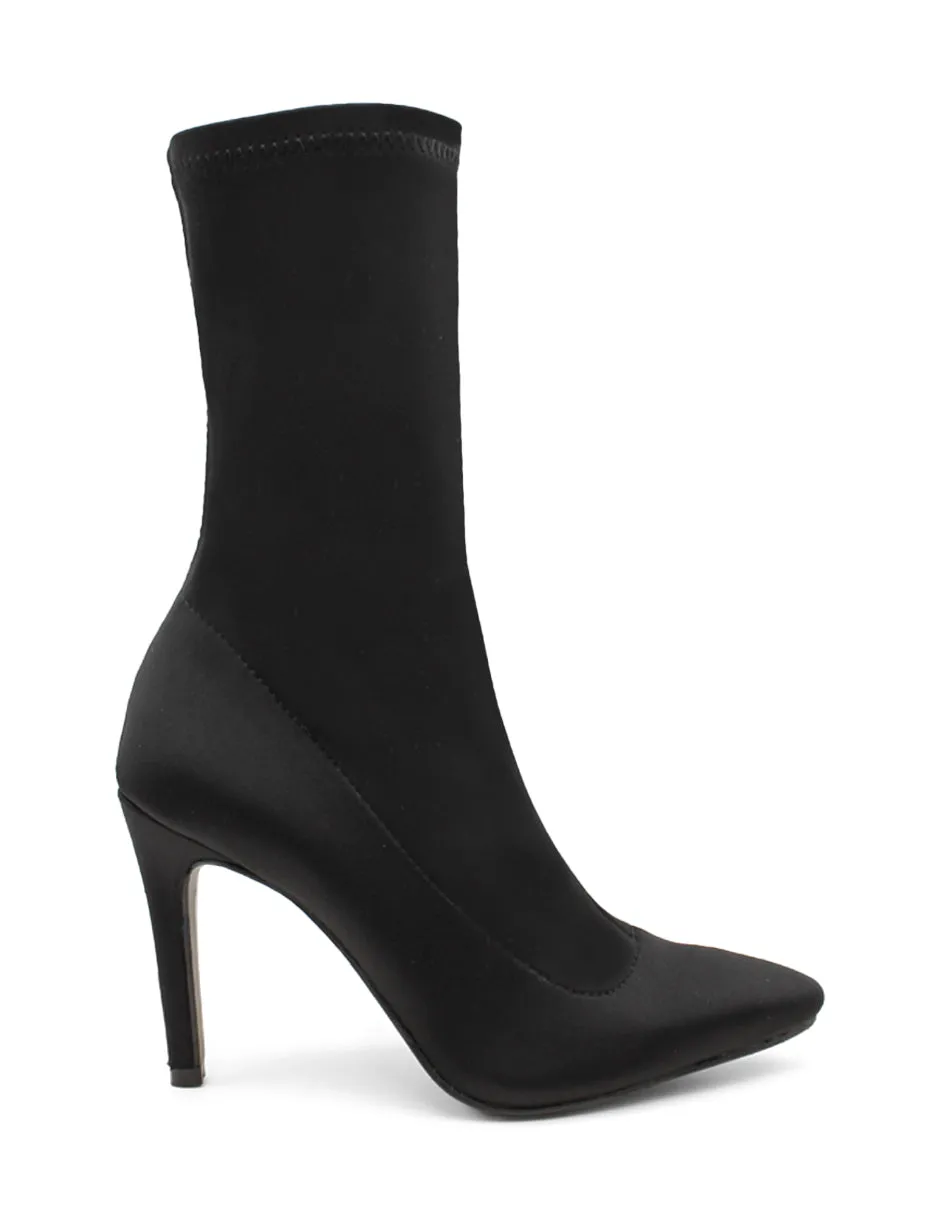 Botín con tacón Exterior Textil Color Negro Para Mujer De RBCOLLECTION