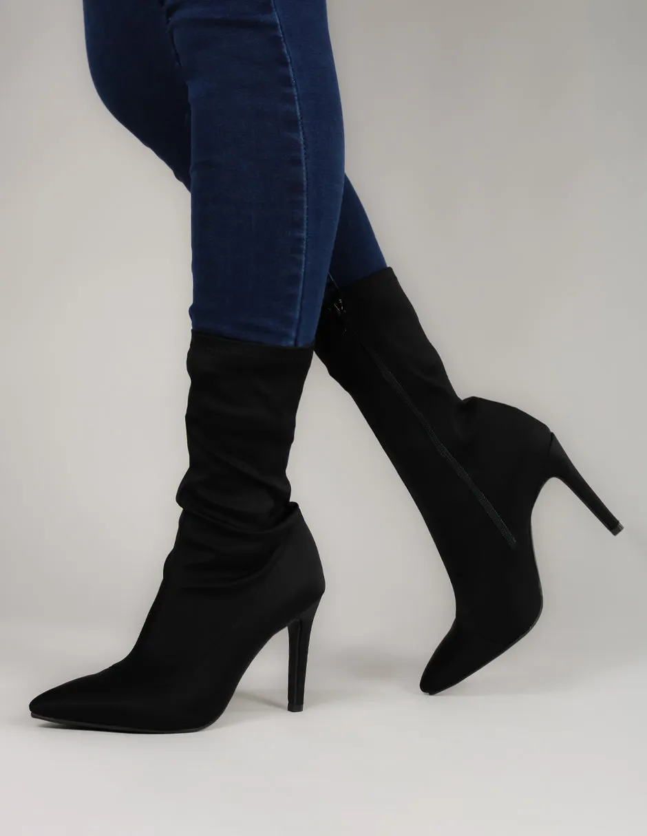 Botín con tacón Exterior Textil Color Negro Para Mujer De RBCOLLECTION