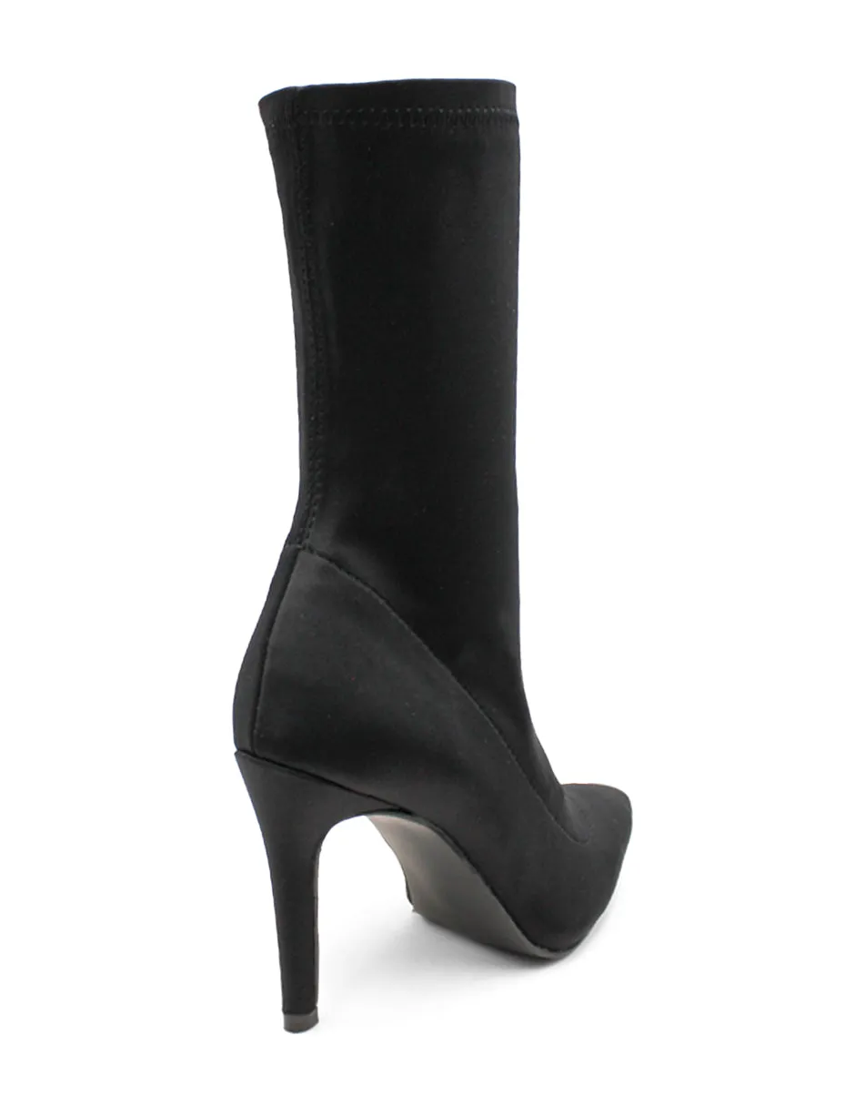 Botín con tacón Exterior Textil Color Negro Para Mujer De RBCOLLECTION