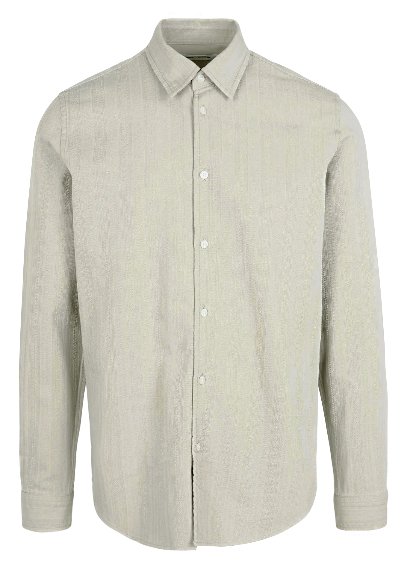 Camisa regular fit de mezcla de algodón con cuello clásico en beige