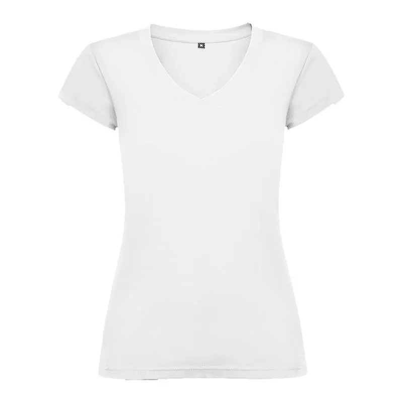 Camiseta algodón cuello pico para mujer