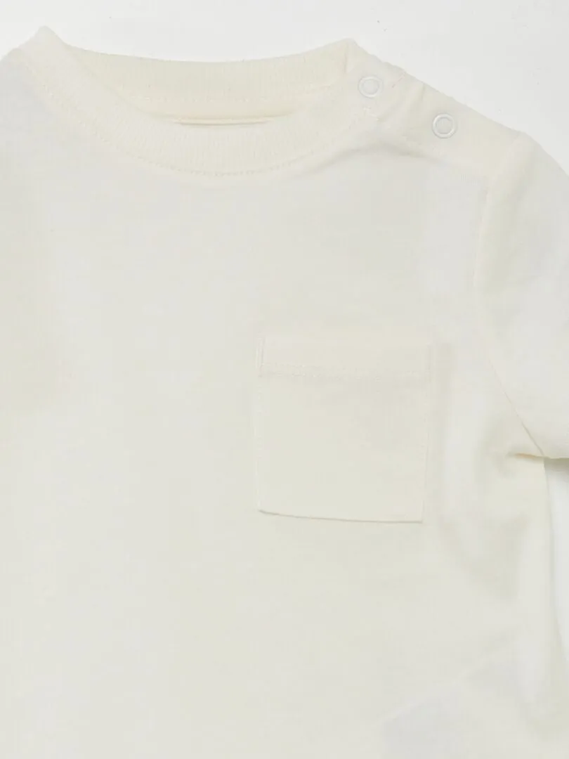 CAMISETA DE MANGA CORTA CON BOLSILLOS  BLANCO