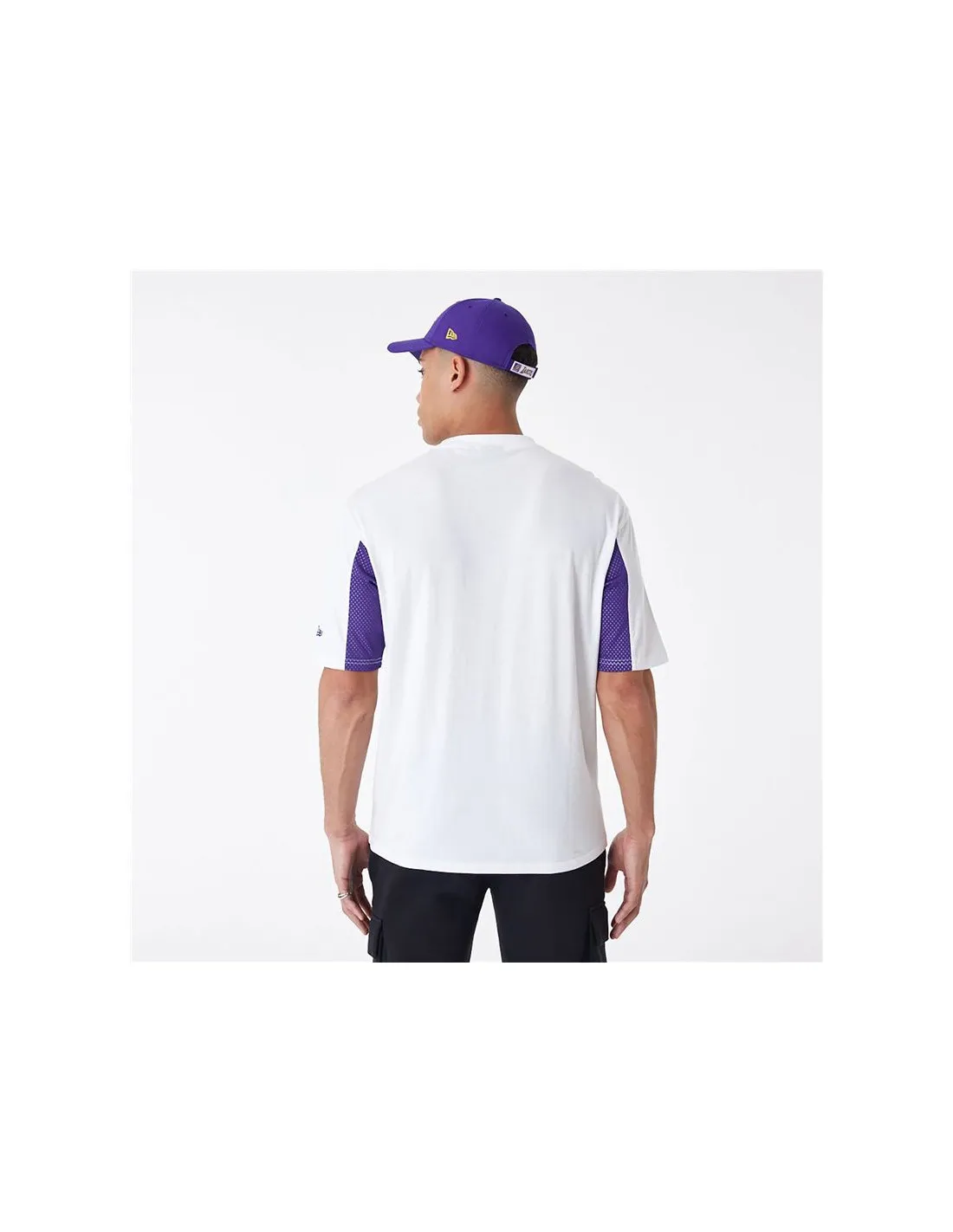 Camiseta New Era Nba Panel Oversized LA Lakers Blanco Hombre