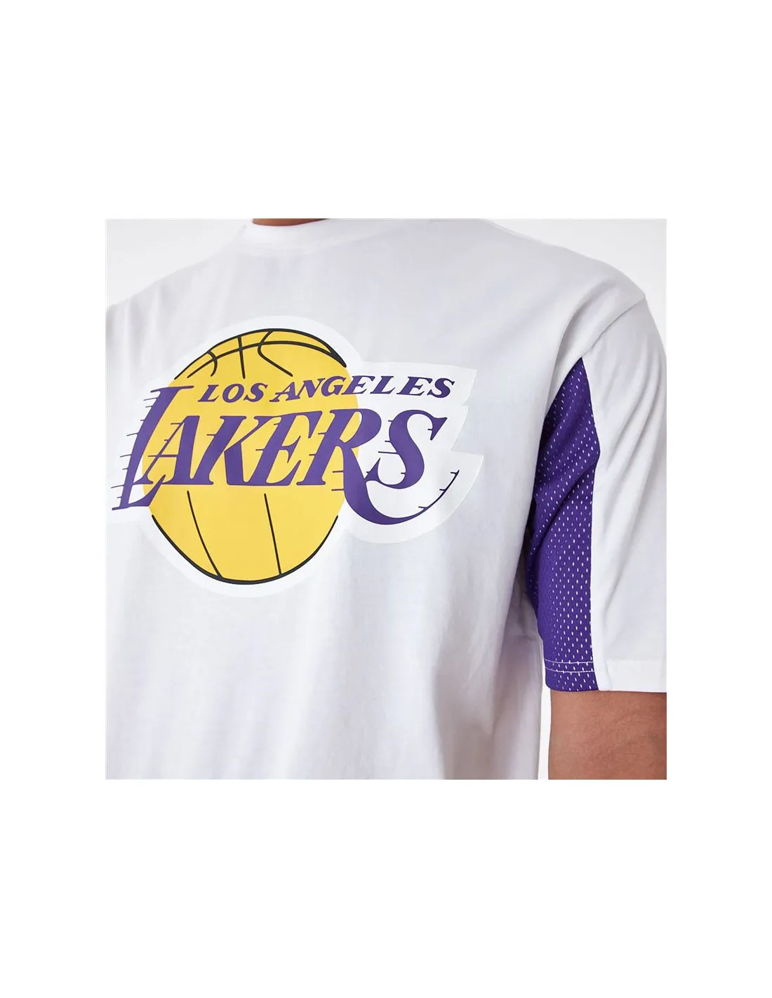 Camiseta New Era Nba Panel Oversized LA Lakers Blanco Hombre