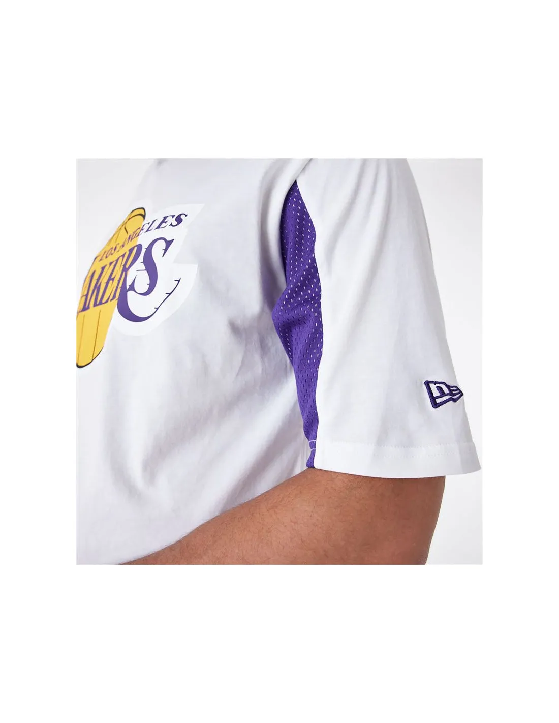 Camiseta New Era Nba Panel Oversized LA Lakers Blanco Hombre