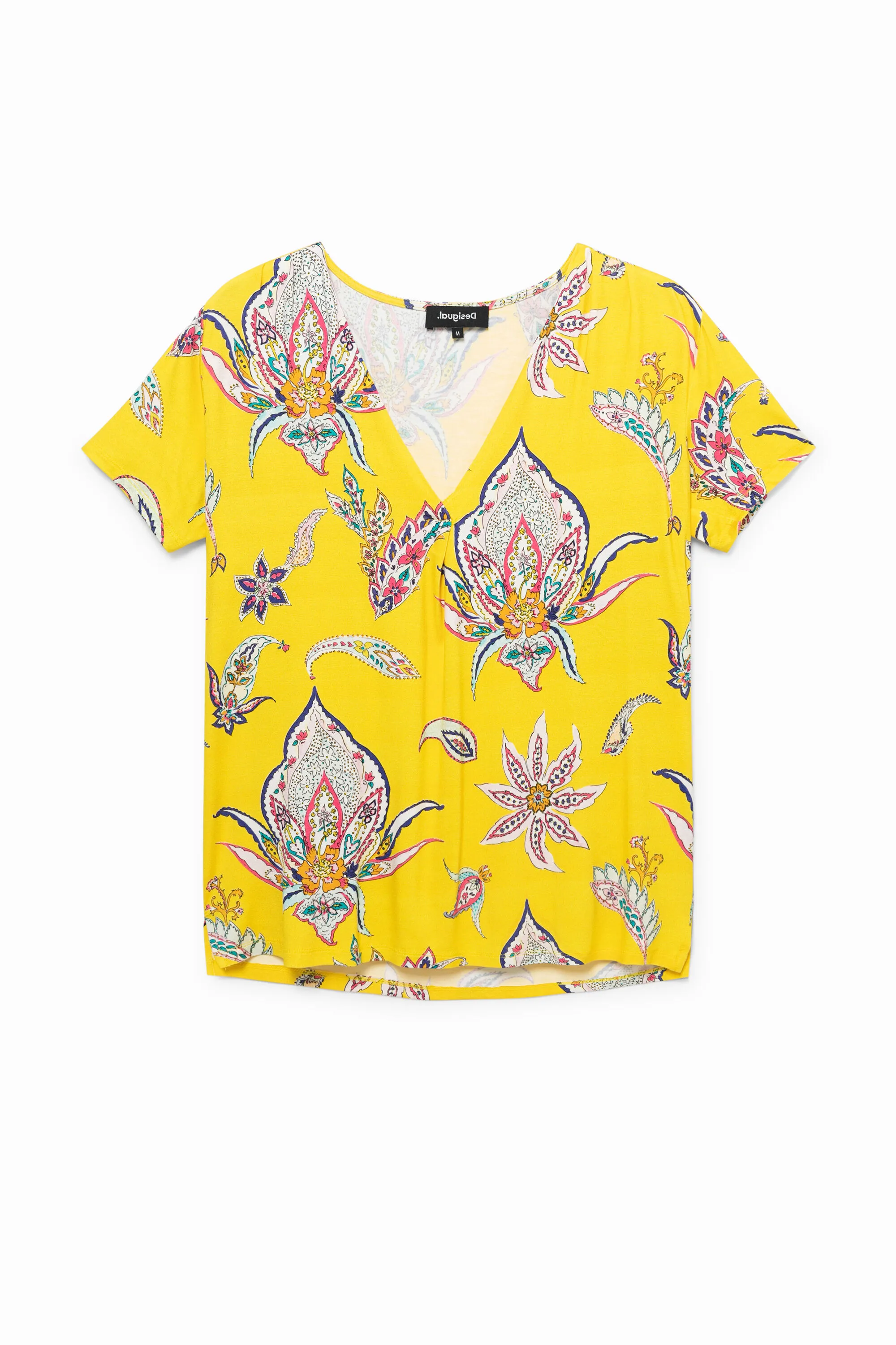 Camiseta paisley cuello pico