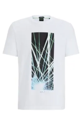 Camiseta regular fit de algodón elástico con ilustración de temporada