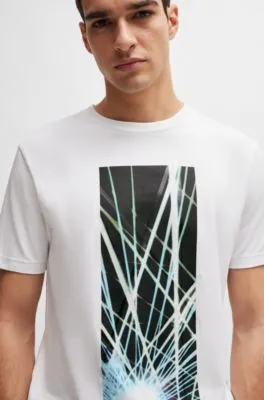 Camiseta regular fit de algodón elástico con ilustración de temporada