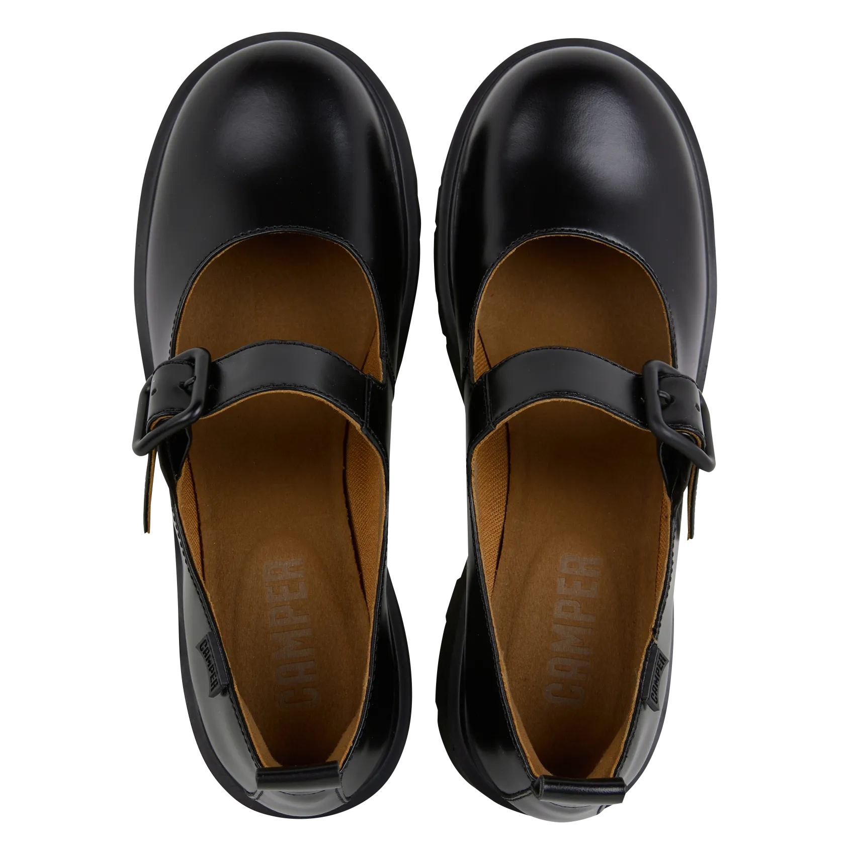 CAMPER MILAH  ZAPATOS DE CUñA DE CUERO EN NEGRO