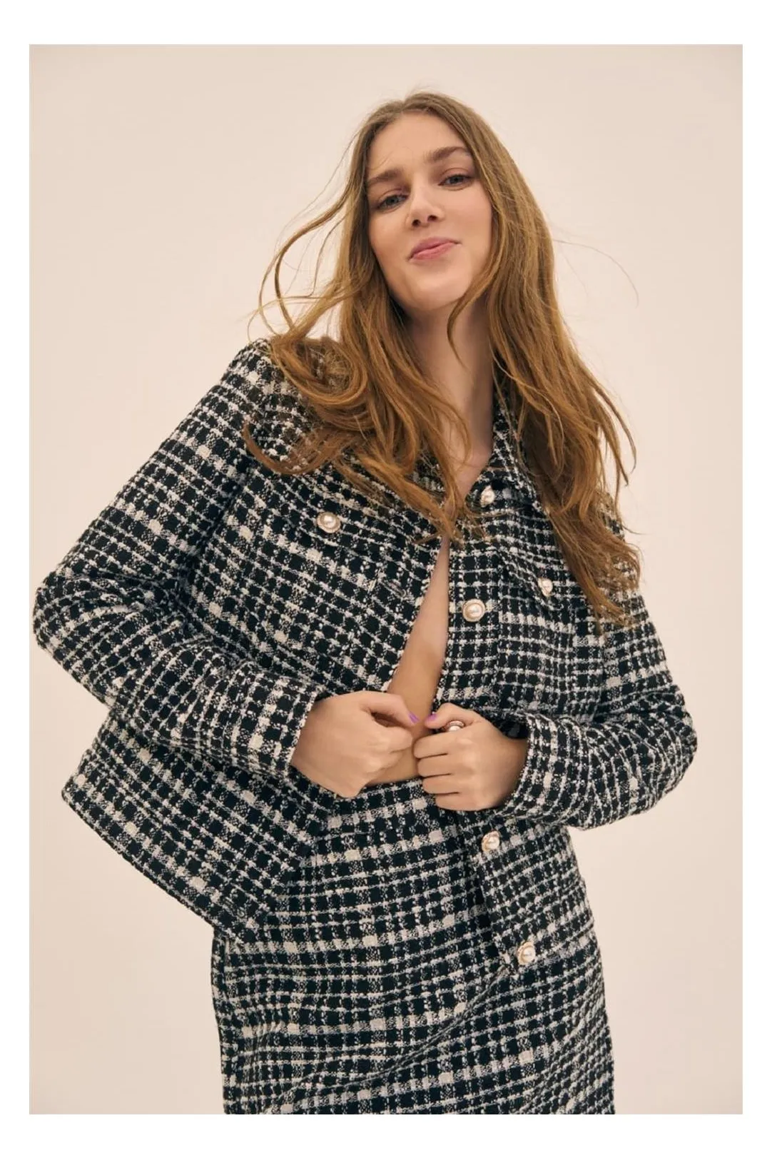 Chaqueta tweed Viclema negro