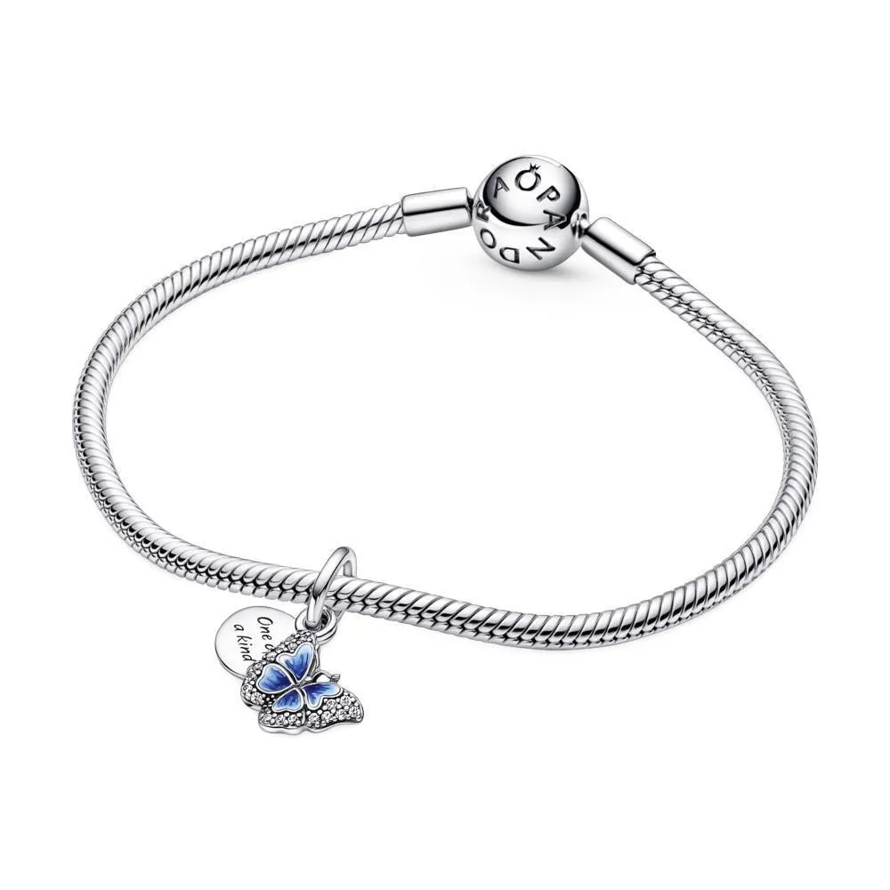 Charm Colgante Doble en plata de ley Mariposa Azul & Cita
