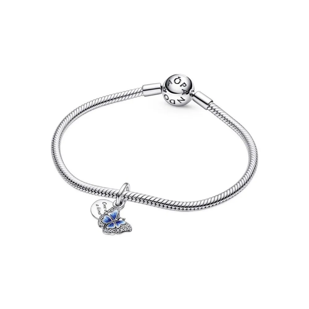 Charm Colgante Doble en plata de ley Mariposa Azul & Cita