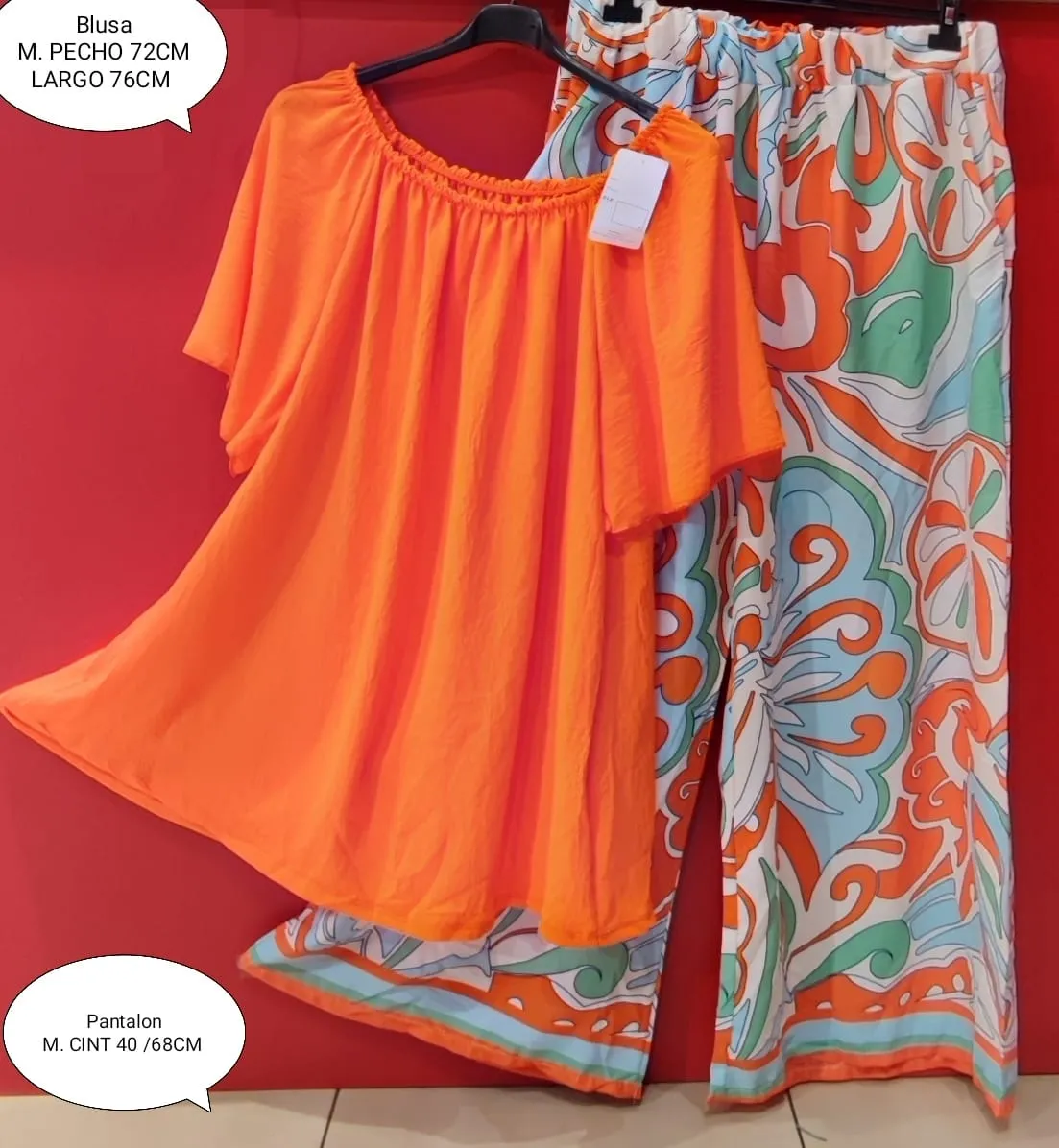 Conjunto Flores Punto Mujer Talla Grande