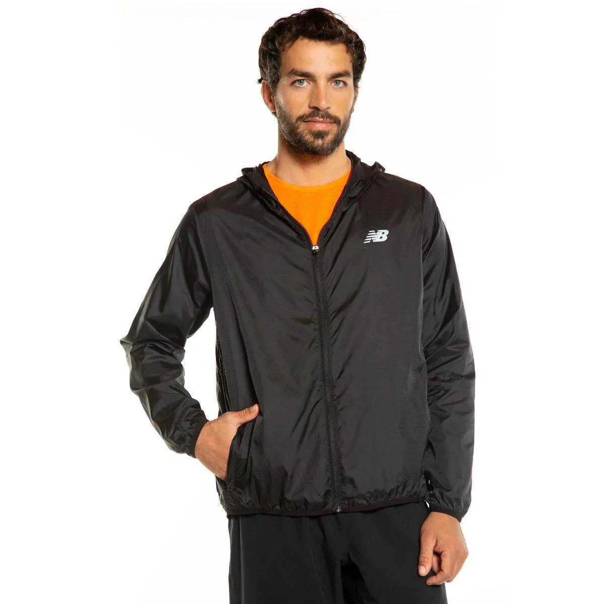 Cortaviento Running Hombre New Balance Empacable Negro