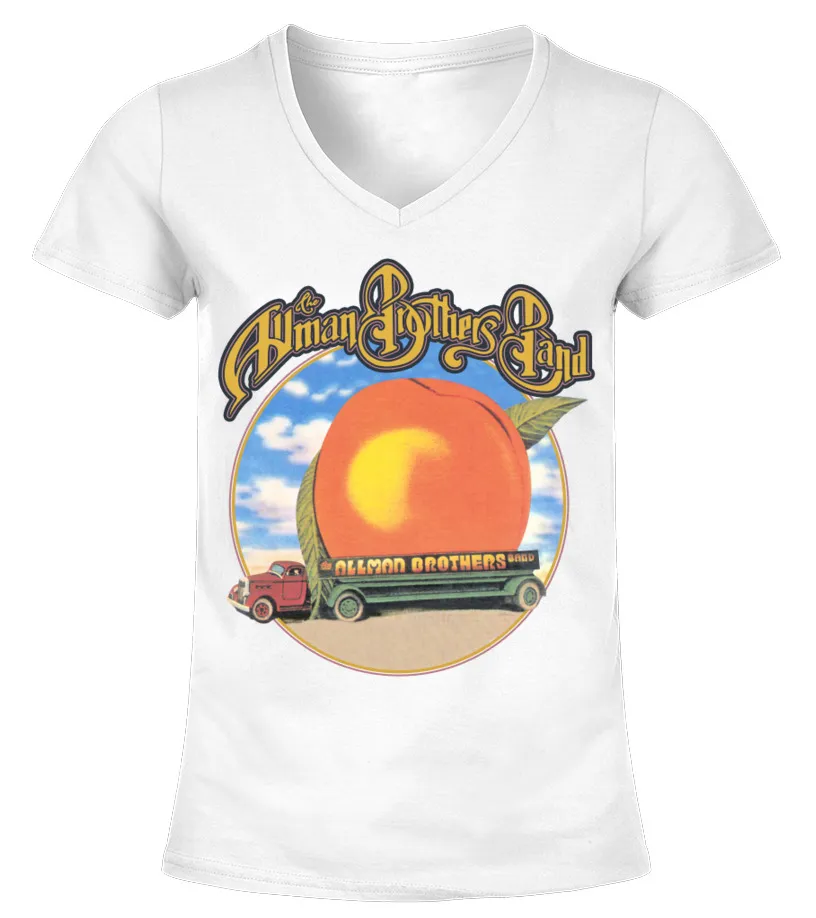 COVER142BK. EAT A PEACH  ALLMAN BROTHERS BAND (3) CAMISETA CUELLO PICO MUJER