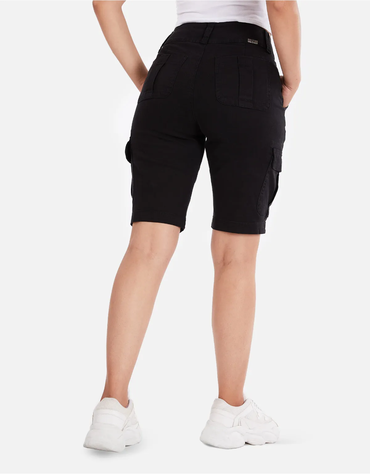 Cropped bermuda drill negro tiro alto mm
