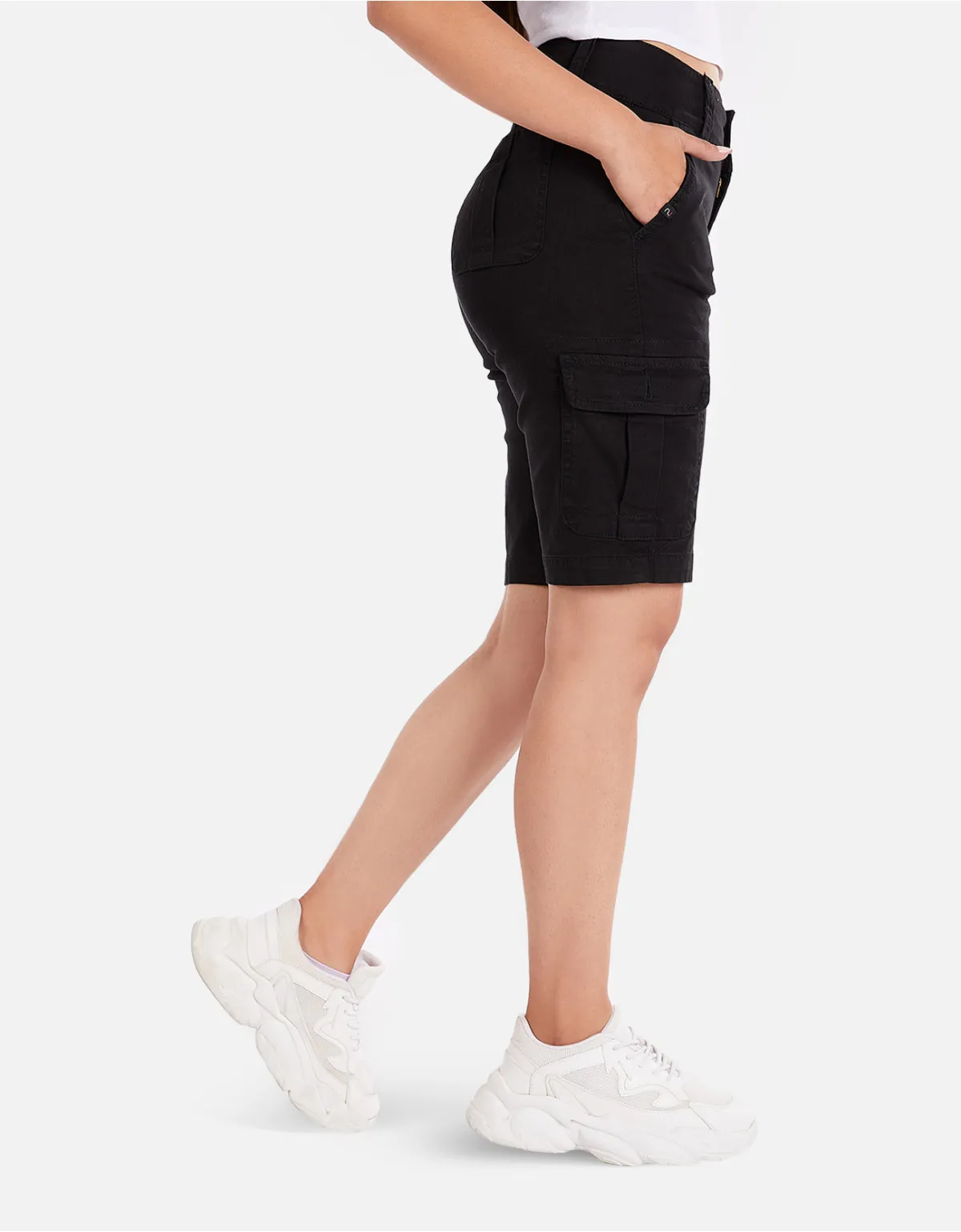 Cropped bermuda drill negro tiro alto mm